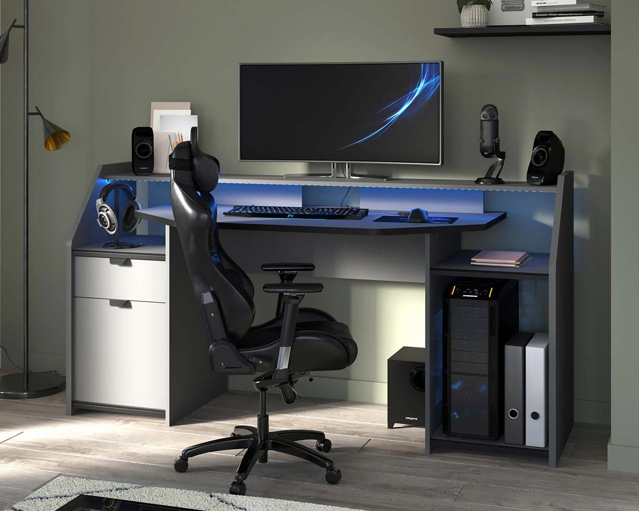 Gaming SetUp Desk With LED Lights 2 Gaming SetUp Desk With LED Lights - Image 2