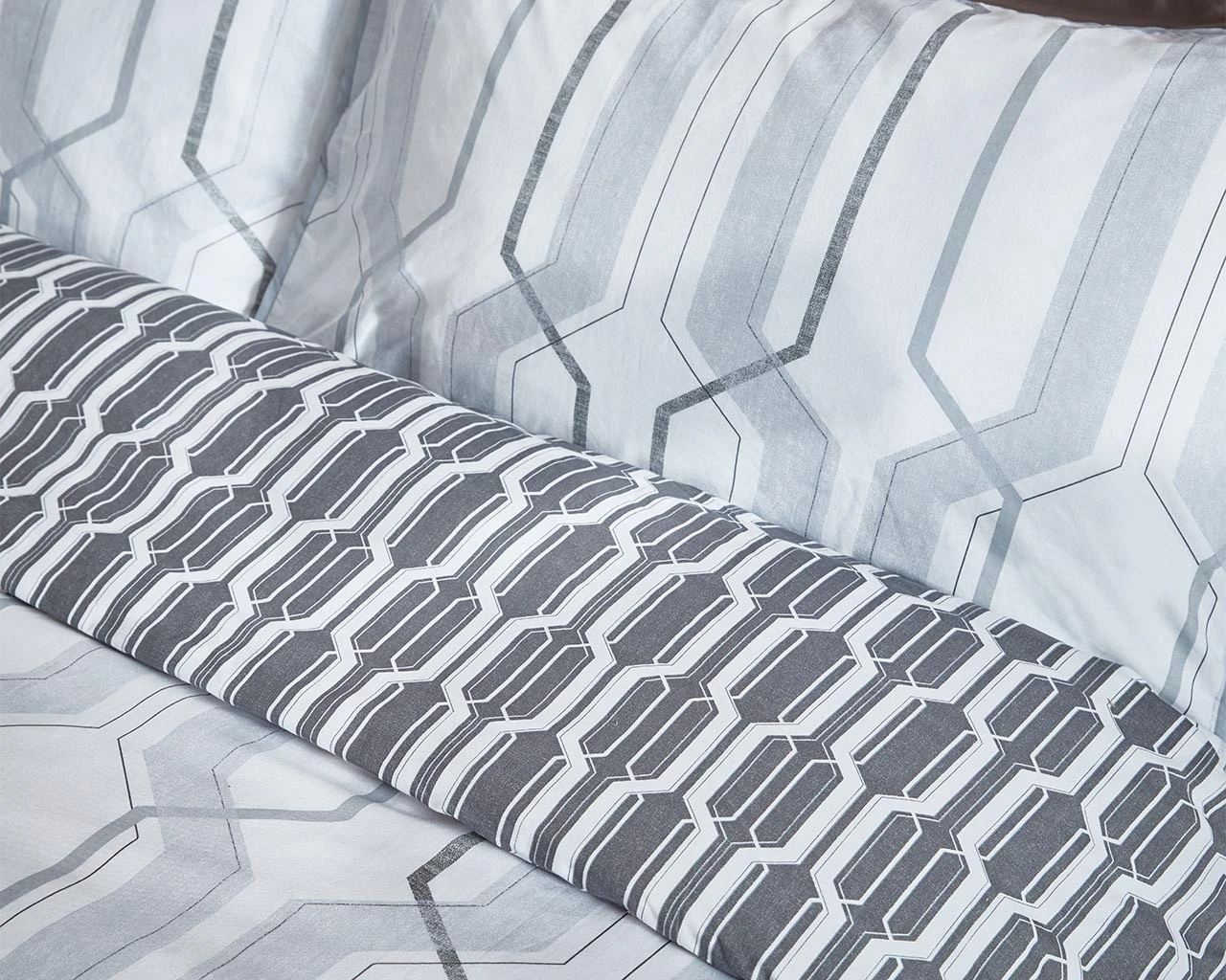 Bianca Grey Geometric Double Duvet Set