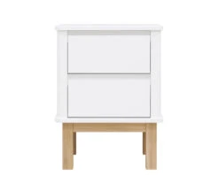Nori Bedside Table In White & Natural