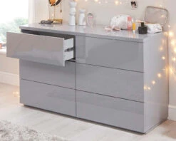 Roma Gloss 6 Drawer Wide Chest 10 Roma Gloss 6 Drawer Wide Chest -Room to Grow Roma grey gloss chest of drawers 33133.1658930909