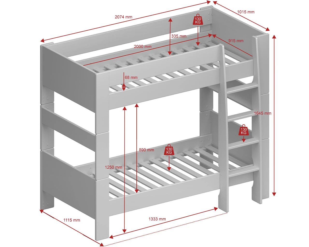 Solitaire Grey Bunkbed 4 Solitaire Grey Bunkbed - Image 4