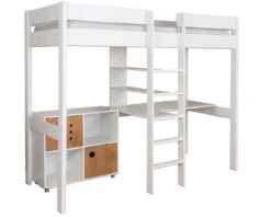 Stompa Duo 2 High Sleeper Bed With Desk And Cube Storage Unit - Oak