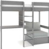 Uno 5 Grey Highsleeper With Desk & Pullout Chairbed With Grey Cushion Set