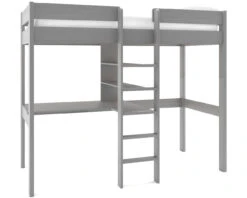 Uno High Sleeper Grey Frame With Desk & Shelving