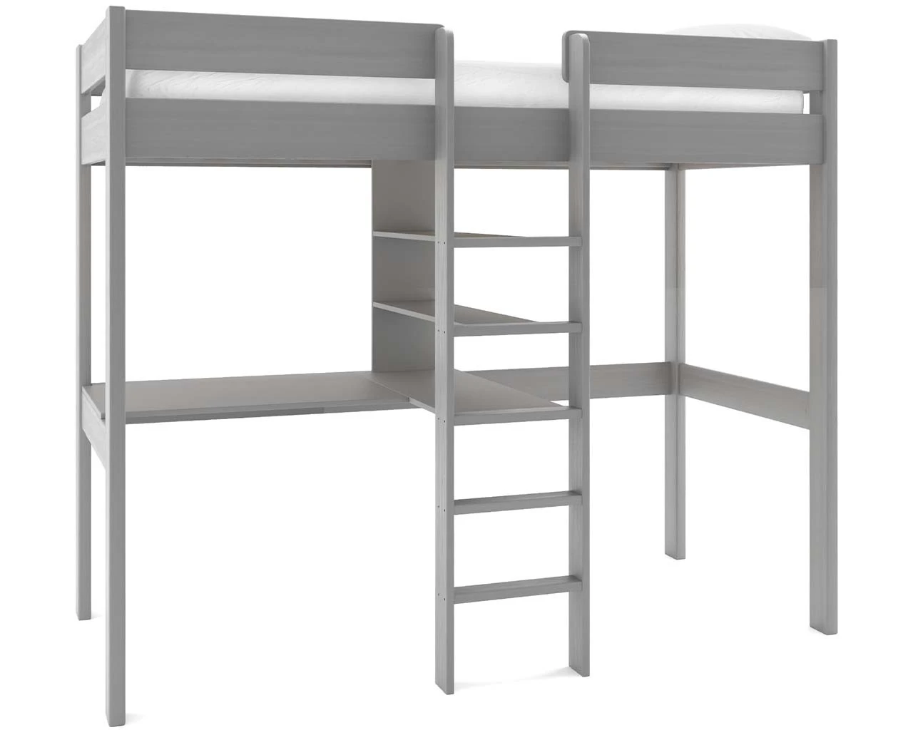 Uno High Sleeper Grey Frame With Desk & Shelving 1 Uno High Sleeper Grey Frame With Desk & Shelving