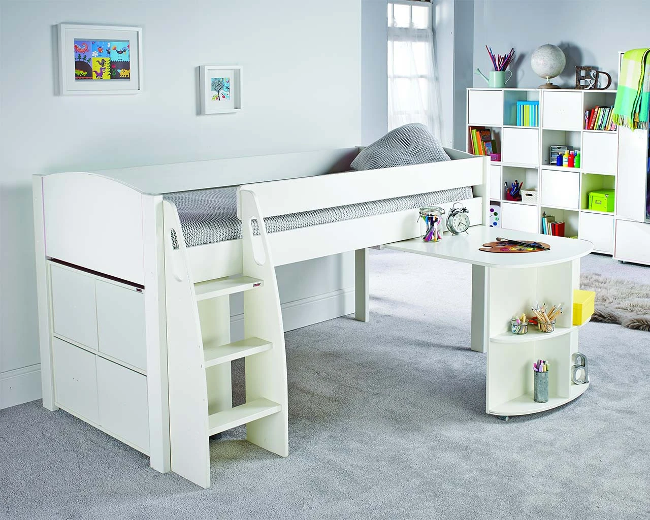 Stompa UNO S 1AD Midsleeper With Pull Out Desk And Cube 2 Stompa UNO S 1AD Midsleeper With Pull Out Desk And Cube - Image 2
