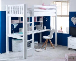 Nordic High Sleeper 2 With Long Desk & Shelving