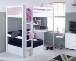 Nordic High Sleeper 3 With Desk, Shelving And Sofa Bed -Room to Grow Thuka 0008 NordicHigh3ROSEBLACK 58915.1660905423