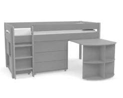 Stompa Uno Grey Midsleeper Cabin Bed With Desk, Chest & Storage Unit