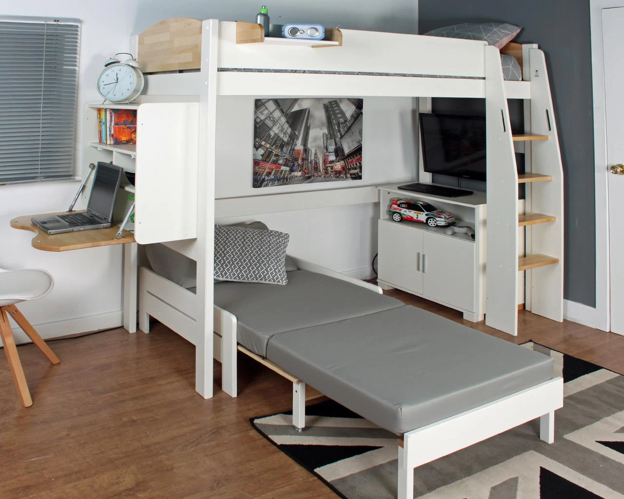 Urban Birch Highsleeper With Desk, Chair Bed And Cupboard 2 Urban Birch Highsleeper With Desk, Chair Bed And Cupboard - Image 2