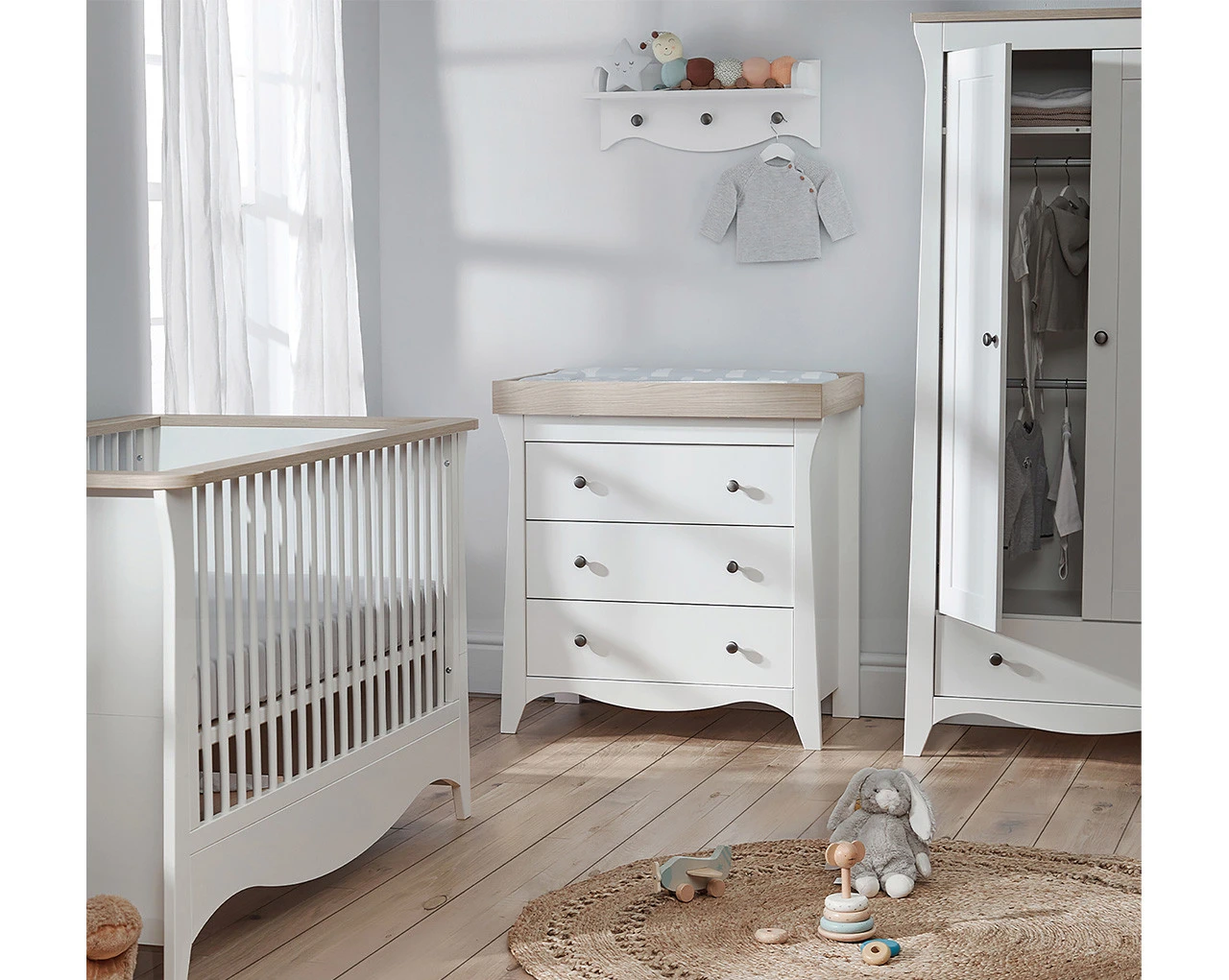 Clara Double Wardrobe In White & Driftwood Ash 5 Clara Double Wardrobe In White & Driftwood Ash - Image 5