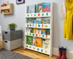 Open Facing Bookcase With Lowercase Letters -Room to Grow tidy books 0002 Tidy Books Bookcase white retro letters situ angle edited 01 62507.1664288362