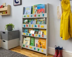 Open Facing Bookcase With Lowercase Letters -Room to Grow tidy books 0005 Tidy Books Bookcase grey retro letters situ angle 99669.1664288369