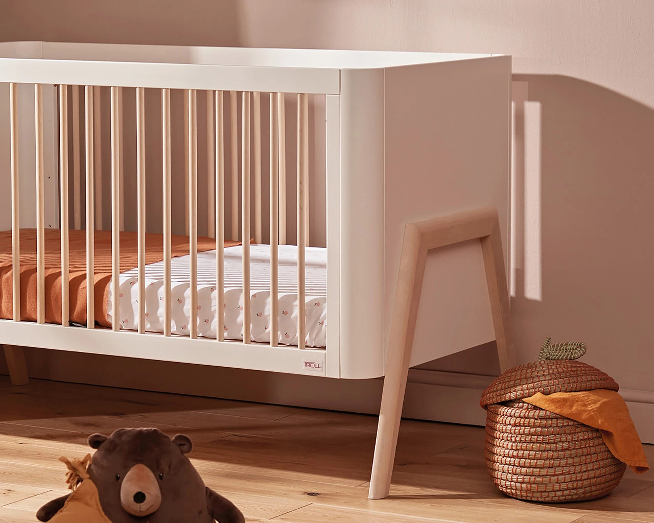 Torsten Nursery Cot Bed White & Natural 2 Torsten Nursery Cot Bed White & Natural - Image 2
