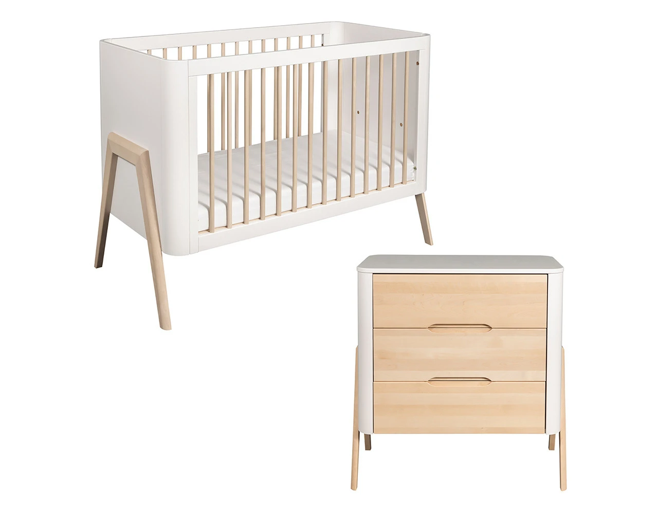 Torsten 2 Piece Nursery Set- Cot Bed & 3 Drawer Chest White / Natural 1 Torsten 2 Piece Nursery Set- Cot Bed & 3 Drawer Chest White / Natural