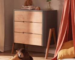 Torsten 2 Piece Nursery Set- Cot & 3 Drawer Chest Grey / Teak -Room to Grow troll torsten 2 piece cot and dresser grey teak 007 64031.1661852028