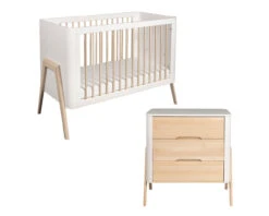 Torsten 2 Piece Nursery Set- Cot & 3 Drawer Chest White / Natural