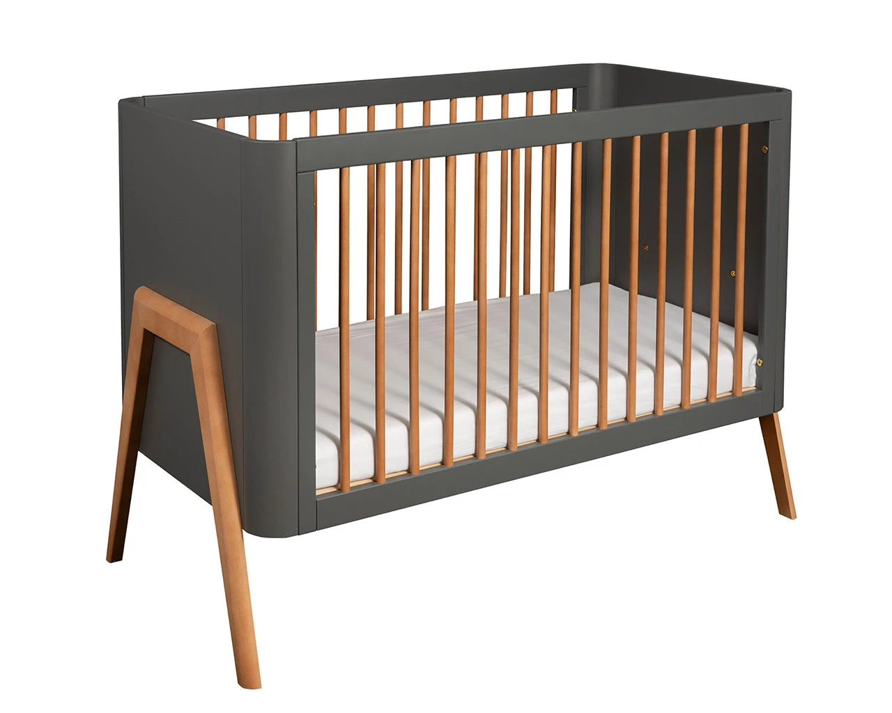 Torsten Nursery Cot Bed Grey & Teak 1 Torsten Nursery Cot Bed Grey & Teak