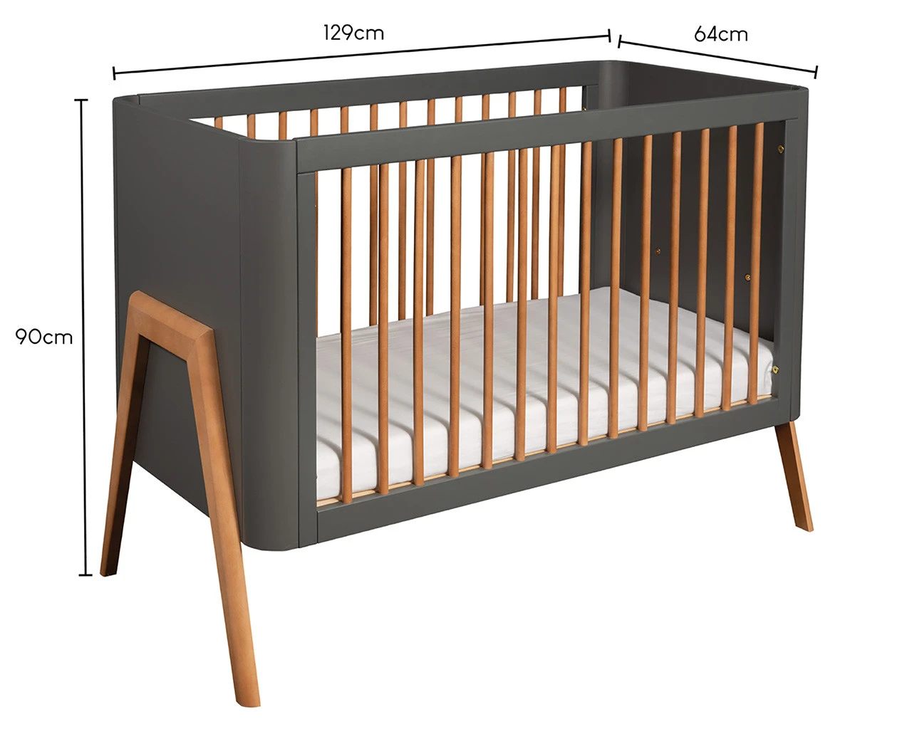 Torsten Nursery Cot Grey & Teak 7 Torsten Nursery Cot Grey & Teak - Image 7